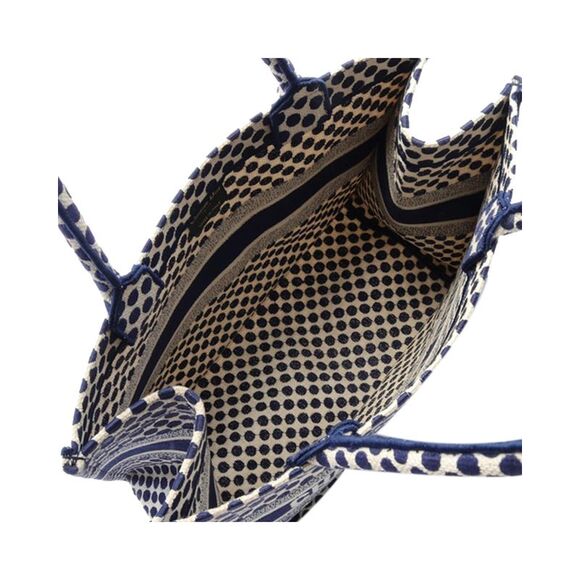 Pre Loved Dior Medium Blue Dot Book Tote - Picture 3 of 8